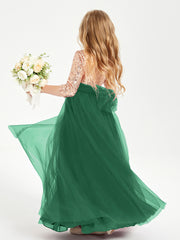 Sparkling Sequined Junior Bridesmaids Gown Dark Green