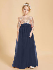 Sparkling Sequined Junior Bridesmaids Gown Dark Navy