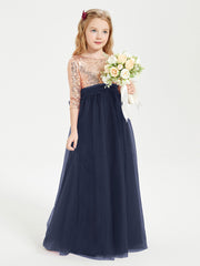 Sparkling Sequined Junior Bridesmaids Gown Dark Navy