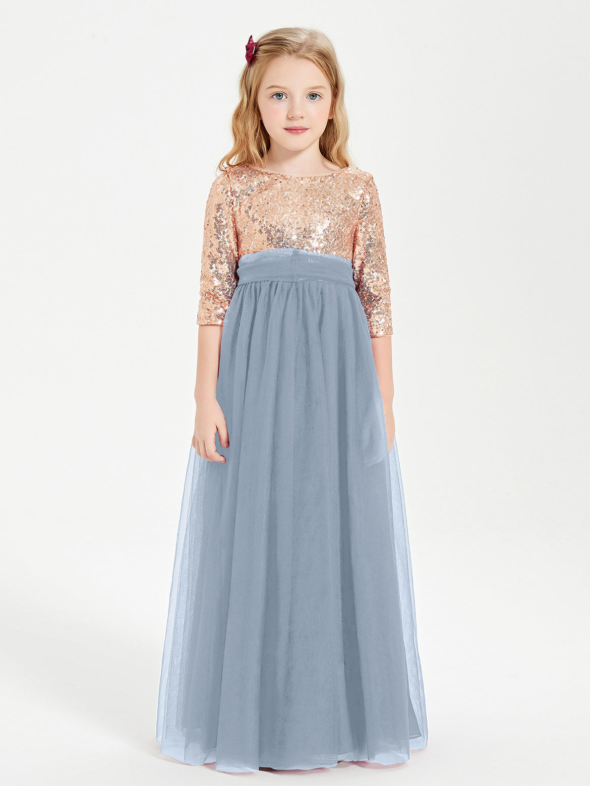 Dusty Blue Junior Bridesmaid Dresses  BABARONI UK
