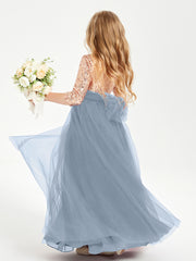 Sparkling Sequined Junior Bridesmaids Gown Dusty Blue