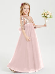 Sparkling Sequined Junior Bridesmaids Gown Dusty Rose