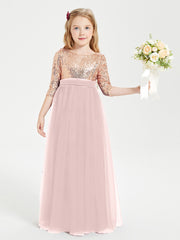Sparkling Sequined Junior Bridesmaids Gown Dusty Rose