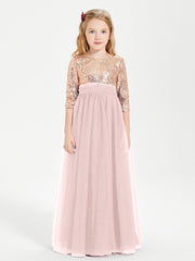 Sparkling Sequined Junior Bridesmaids Gown Dusty Rose