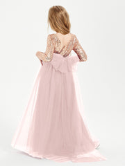 Sparkling Sequined Junior Bridesmaids Gown Dusty Rose