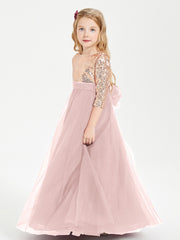 Sparkling Sequined Junior Bridesmaids Gown Dusty Rose