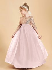Sparkling Sequined Junior Bridesmaids Gown Dusty Rose