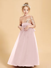 Sparkling Sequined Junior Bridesmaids Gown Dusty Rose