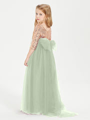 Sparkling Sequined Junior Bridesmaids Gown Dusty Sage