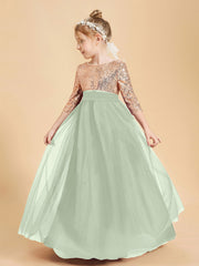 Sparkling Sequined Junior Bridesmaids Gown Dusty Sage