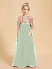 Sparkling Sequined Junior Bridesmaids Gown Dusty Sage
