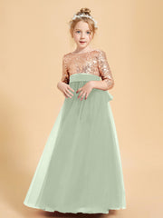 Sparkling Sequined Junior Bridesmaids Gown Dusty Sage
