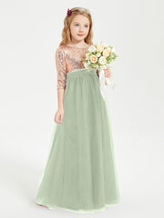 Sparkling Sequined Junior Bridesmaids Gown Dusty Sage
