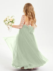 Sparkling Sequined Junior Bridesmaids Gown Dusty Sage
