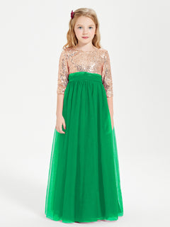 Sparkling Sequined Junior Bridesmaids Gown Emerald