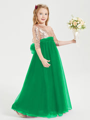 Sparkling Sequined Junior Bridesmaids Gown Emerald