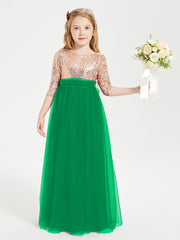 Sparkling Sequined Junior Bridesmaids Gown Emerald