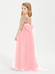 Sparkling Sequined Junior Bridesmaids Gown Flamingo