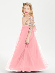Sparkling Sequined Junior Bridesmaids Gown Flamingo