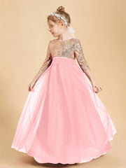 Sparkling Sequined Junior Bridesmaids Gown Flamingo