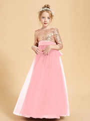 Sparkling Sequined Junior Bridesmaids Gown Flamingo