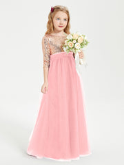 Sparkling Sequined Junior Bridesmaids Gown Flamingo