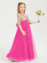 Sparkling Sequined Junior Bridesmaids Gown Fuchsia