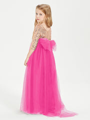 Sparkling Sequined Junior Bridesmaids Gown Fuchsia