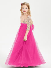 Sparkling Sequined Junior Bridesmaids Gown Fuchsia