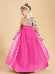 Sparkling Sequined Junior Bridesmaids Gown Fuchsia