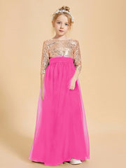 Sparkling Sequined Junior Bridesmaids Gown Fuchsia