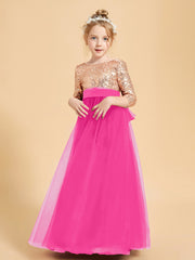 Sparkling Sequined Junior Bridesmaids Gown Fuchsia