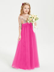 Sparkling Sequined Junior Bridesmaids Gown Fuchsia