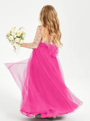 Sparkling Sequined Junior Bridesmaids Gown Fuchsia