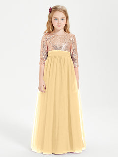 Sparkling Sequined Junior Bridesmaids Gown Gold