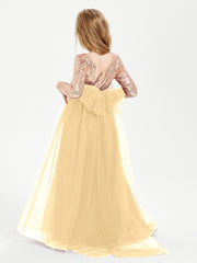 Sparkling Sequined Junior Bridesmaids Gown Gold