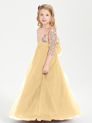 Sparkling Sequined Junior Bridesmaids Gown Gold