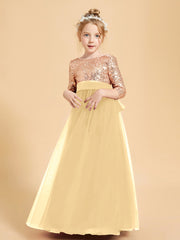 Sparkling Sequined Junior Bridesmaids Gown Gold