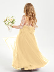 Sparkling Sequined Junior Bridesmaids Gown Gold