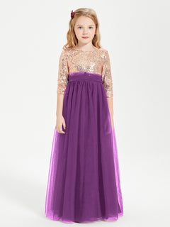 Sparkling Sequined Junior Bridesmaids Gown Grape