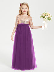 Sparkling Sequined Junior Bridesmaids Gown Grape