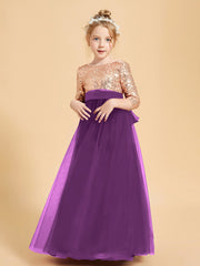 Sparkling Sequined Junior Bridesmaids Gown Grape