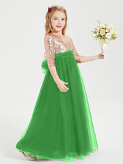 Sparkling Sequined Junior Bridesmaids Gown Green