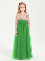 Sparkling Sequined Junior Bridesmaids Gown Green