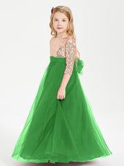 Sparkling Sequined Junior Bridesmaids Gown Green