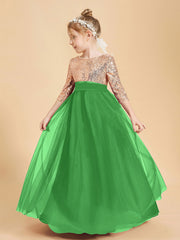 Sparkling Sequined Junior Bridesmaids Gown Green