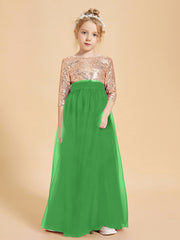 Sparkling Sequined Junior Bridesmaids Gown Green