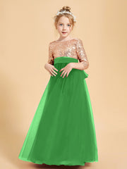 Sparkling Sequined Junior Bridesmaids Gown Green