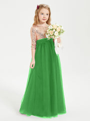 Sparkling Sequined Junior Bridesmaids Gown Green