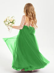 Sparkling Sequined Junior Bridesmaids Gown Green